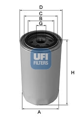Filtre a  huile de circuit hydraulique UFI 80.043.00 (X1)