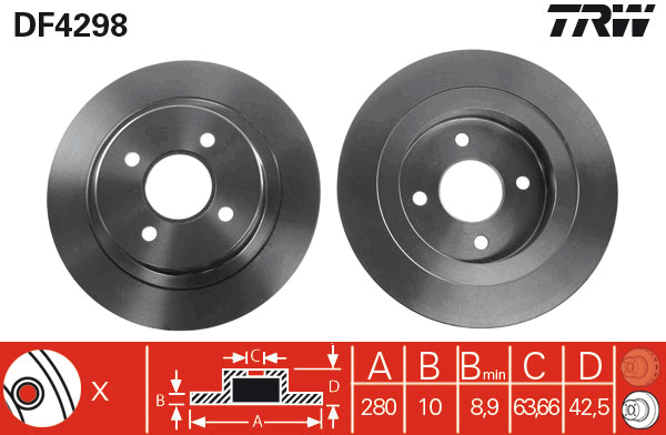 Disque de frein arriere TRW DF4298 (Jeu de 2)