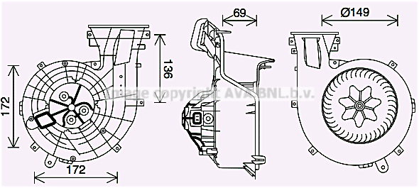 Moteur de ventilateur de chauffage AVA QUALITY COOLING OL8693 (X1)