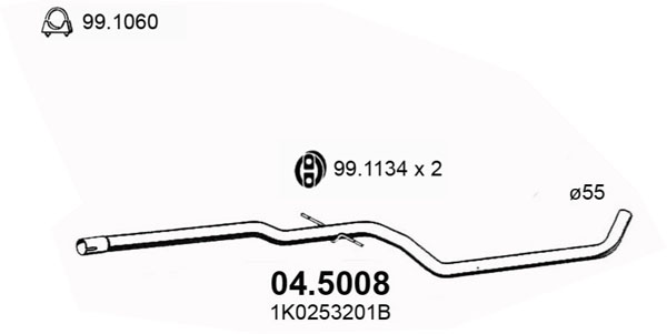 Tube d'echappement ASSO 04.5008 (X1)