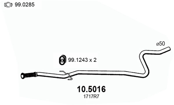 Tube d'echappement ASSO 10.5016 (X1)