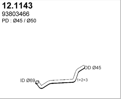 Tube d'echappement ASSO 12.1143 (X1)