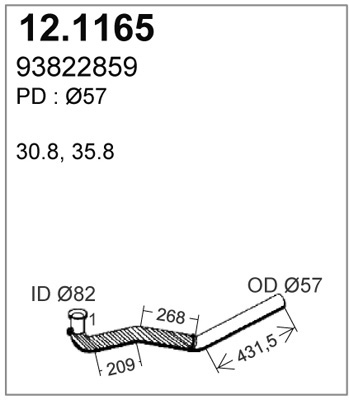 Tube d'echappement ASSO 12.1165 (X1)