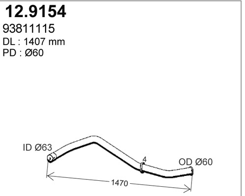 Tube d'echappement ASSO 12.9154 (X1)