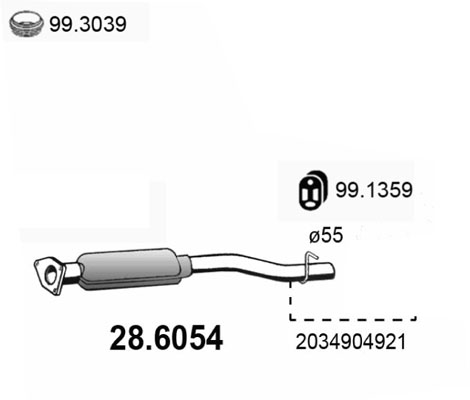 Silencieux central ASSO 28.6054 (X1)