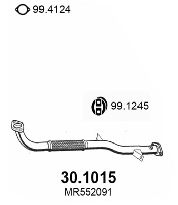 Tube d'echappement ASSO 30.1015 (X1)