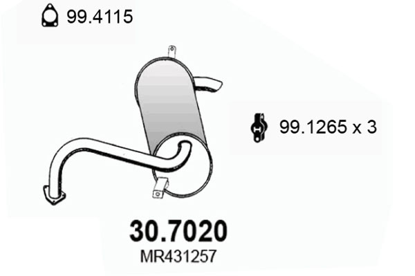 Silencieux arriere ASSO 30.7020 (X1)