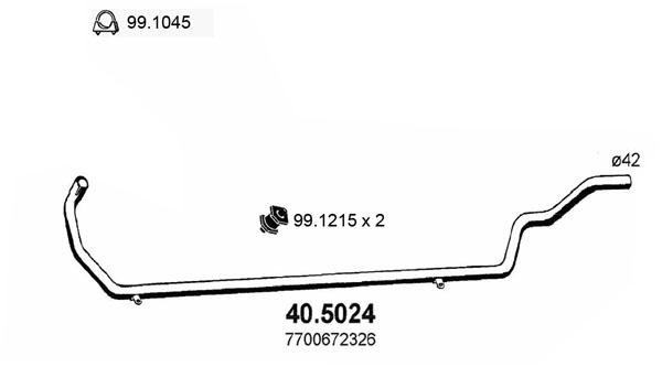 Tube d'echappement ASSO 40.5024 (X1)