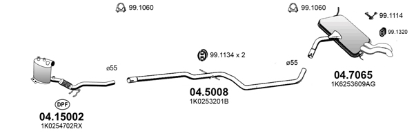 Echappement,Silencieux, catalyseur, intermédiaire ASSO ART3174 (X1)