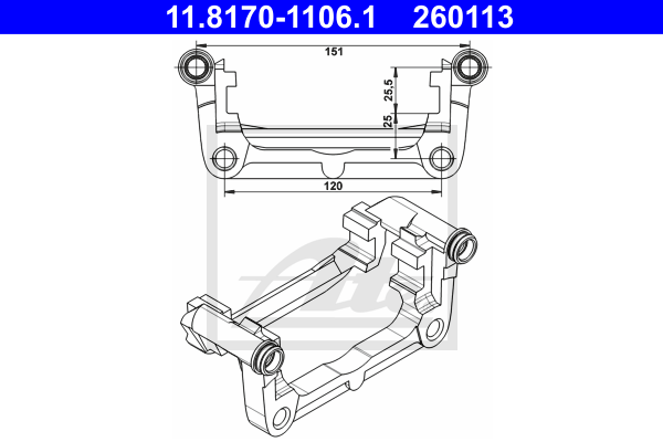 Support etrier de frein ATE 11.8170-1106.1 (X1)