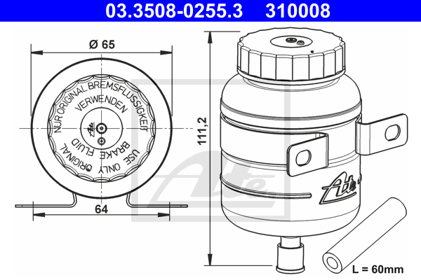 Vase d'expansion du liquide de frein ATE 03.3508-0255.3 (X1)