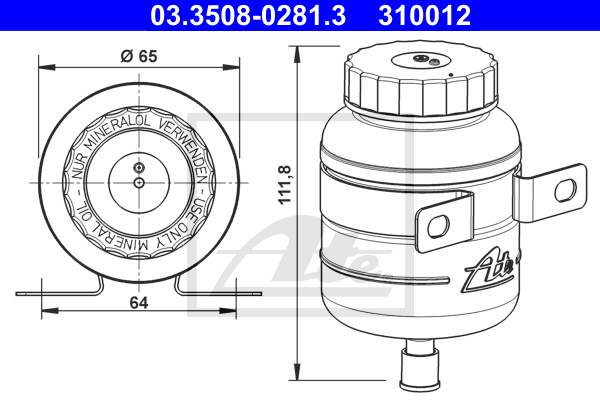 Vase d'expansion du liquide de frein ATE 03.3508-0281.3 (X1)