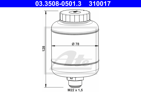 Vase d'expansion du liquide de frein ATE 03.3508-0501.3 (X1)