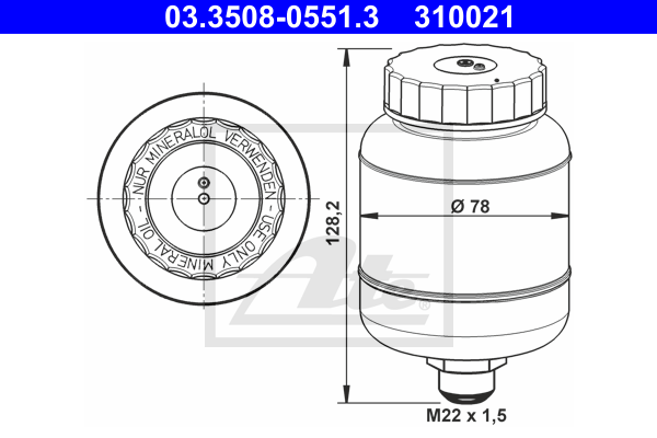 Vase d'expansion du liquide de frein ATE 03.3508-0551.3 (X1)