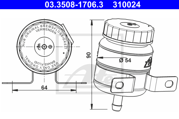 Vase d'expansion du liquide de frein ATE 03.3508-1706.3 (X1)