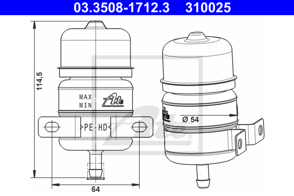 Vase d'expansion du liquide de frein ATE 03.3508-1712.3 (X1)