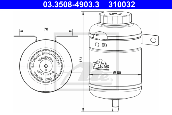 Vase d'expansion du liquide de frein ATE 03.3508-4903.3 (X1)
