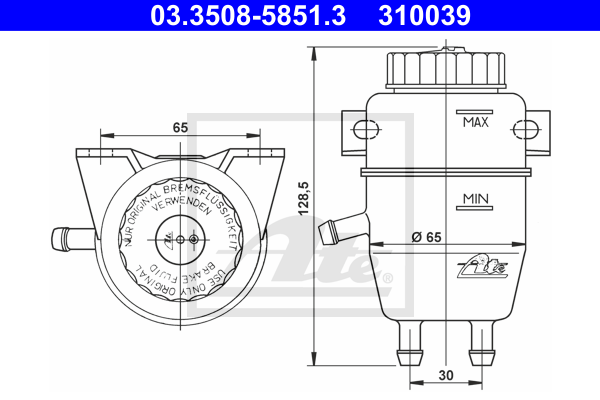 Vase d'expansion du liquide de frein ATE 03.3508-5851.3 (X1)