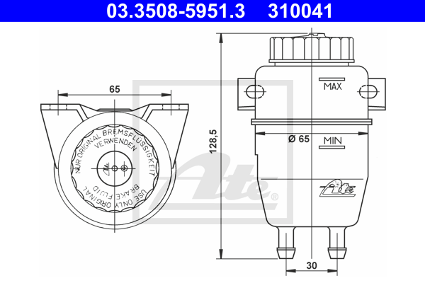 Vase d'expansion du liquide de frein ATE 03.3508-5951.3 (X1)