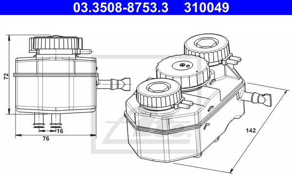 Vase d'expansion du liquide de frein ATE 03.3508-8753.3 (X1)