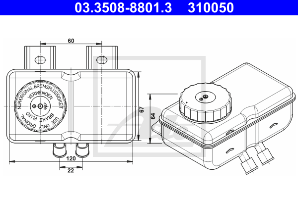 Vase d'expansion du liquide de frein ATE 03.3508-8801.3 (X1)