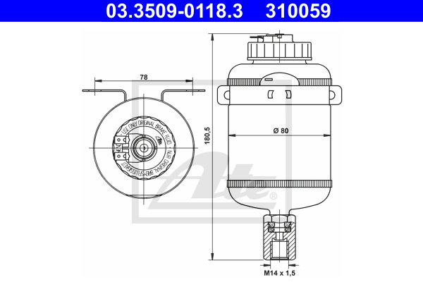 Vase d'expansion du liquide de frein ATE 03.3509-0118.3 (X1)