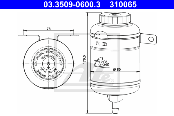 Vase d'expansion du liquide de frein ATE 03.3509-0600.3 (X1)