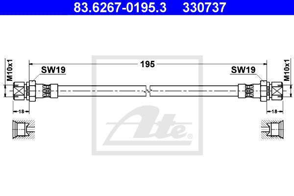 Flexible de frein ATE 83.6267-0195.3 (X1)