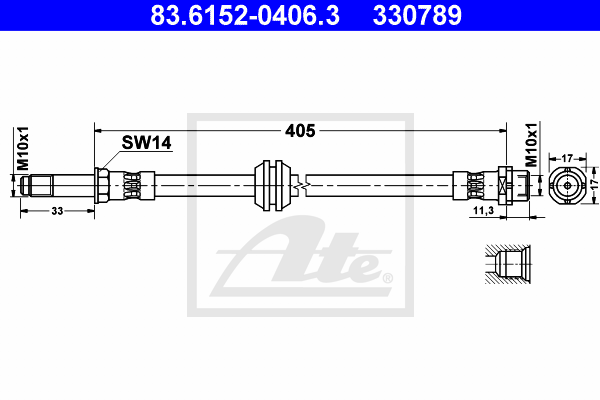 Flexible de frein ATE 83.6152-0406.3 (X1)