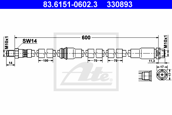 Flexible de frein ATE 83.6151-0602.3 (X1)