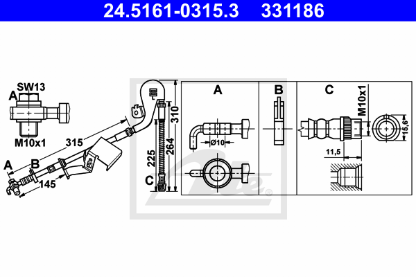 Flexible de frein ATE 24.5161-0315.3 (X1)