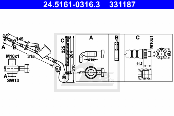 Flexible de frein ATE 24.5161-0316.3 (X1)
