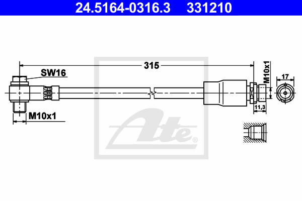 Flexible de frein ATE 24.5164-0316.3 (X1)