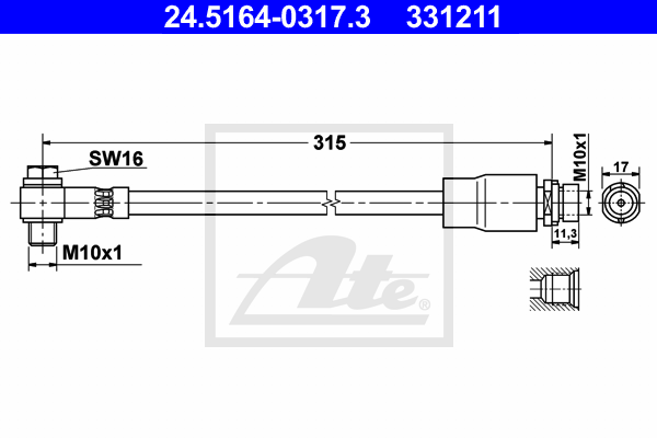 Flexible de frein ATE 24.5164-0317.3 (X1)