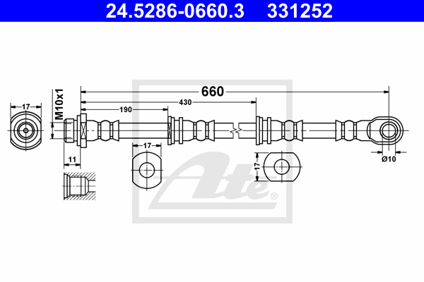 Flexible de frein ATE 24.5286-0660.3 (X1)