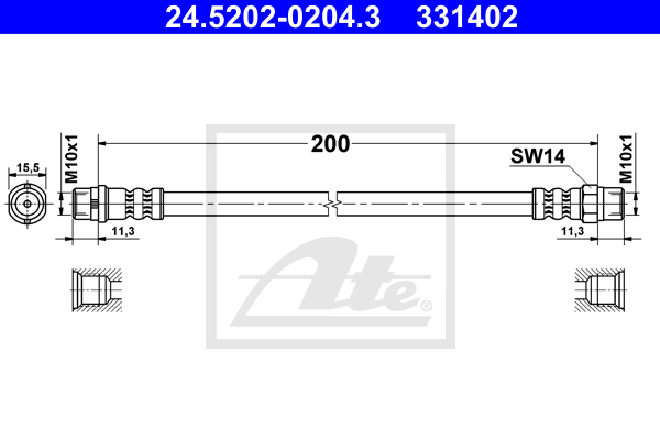 Flexible de frein ATE 24.5202-0204.3 (X1)