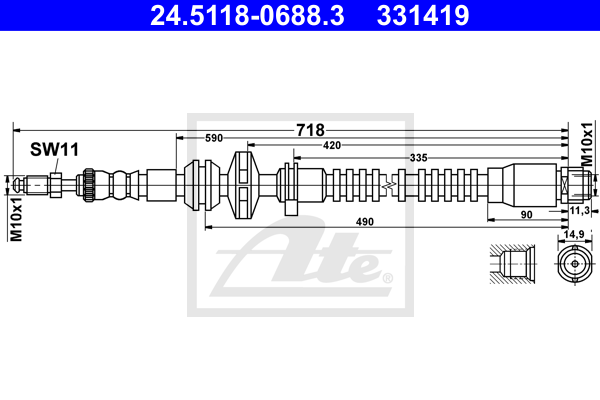 Flexible de frein ATE 24.5118-0688.3 (X1)