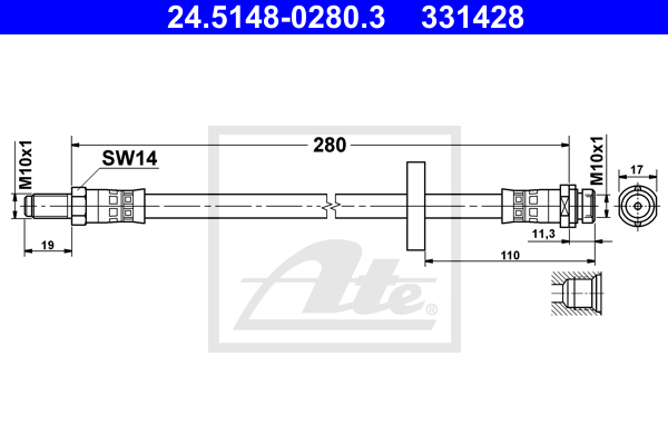 Flexible de frein ATE 24.5148-0280.3 (X1)