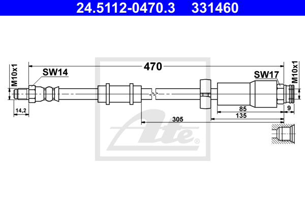 Flexible de frein ATE 24.5112-0470.3 (X1)