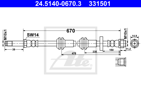Flexible de frein ATE 24.5140-0670.3 (X1)