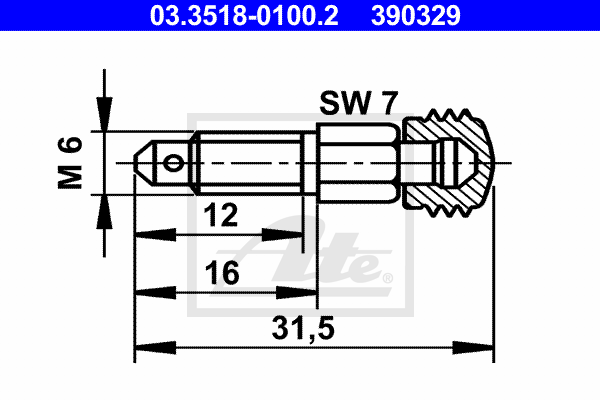 Vis-bouchon, maître-cylindre de frein ATE 03.3518-0100.2 (X1)