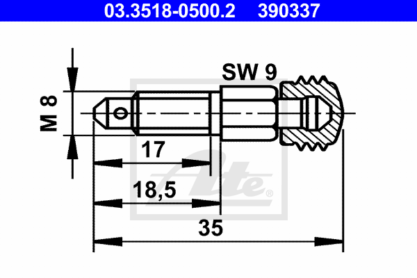 Vis-bouchon, maître-cylindre de frein ATE 03.3518-0500.2 (X1)