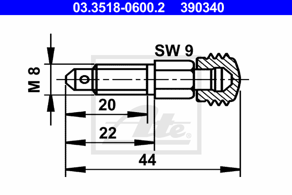 Vis-bouchon, maître-cylindre de frein ATE 03.3518-0600.2 (X1)