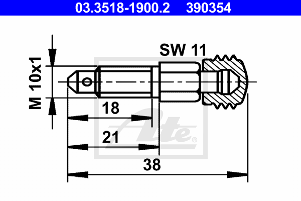 Vis-bouchon, maître-cylindre de frein ATE 03.3518-1900.2 (X1)