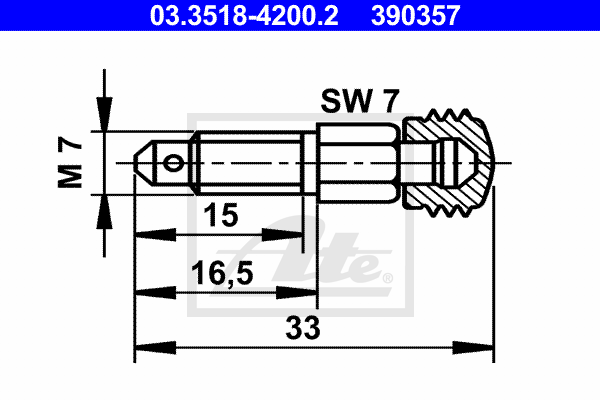 Vis-bouchon, maître-cylindre de frein ATE 03.3518-4200.2 (X1)