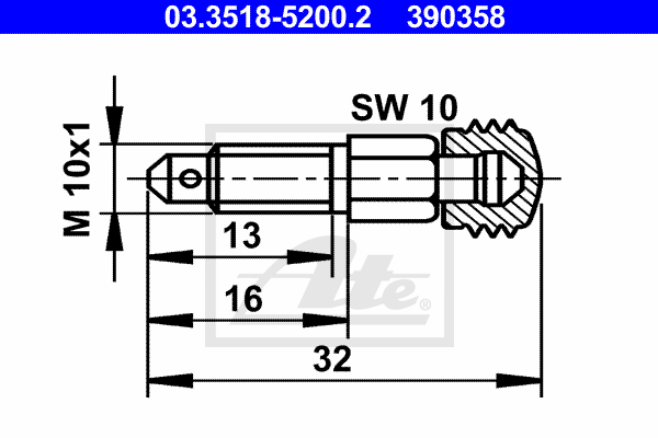 Vis-bouchon, maître-cylindre de frein ATE 03.3518-5200.2 (X1)