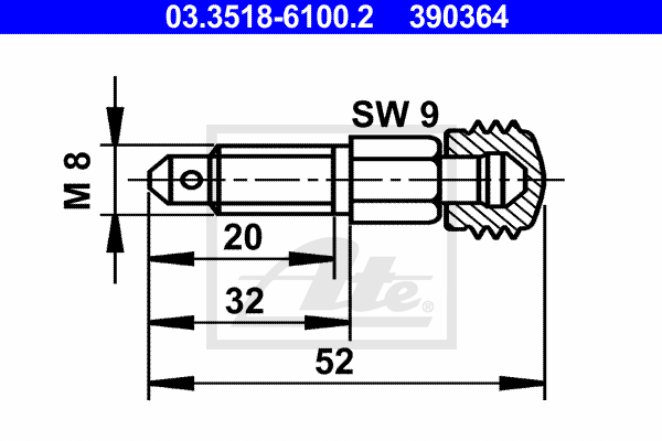Vis-bouchon, maître-cylindre de frein ATE 03.3518-6100.2 (X1)
