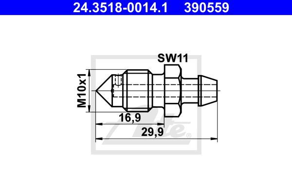 Vis-bouchon, maître-cylindre de frein ATE 24.3518-0014.1 (X1)