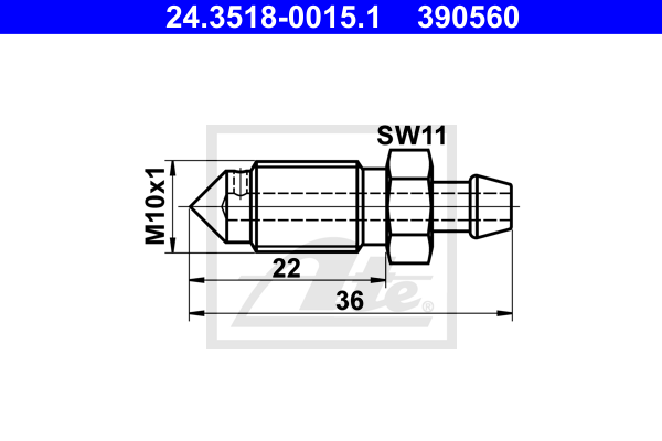 Vis-bouchon, maître-cylindre de frein ATE 24.3518-0015.1 (X1)