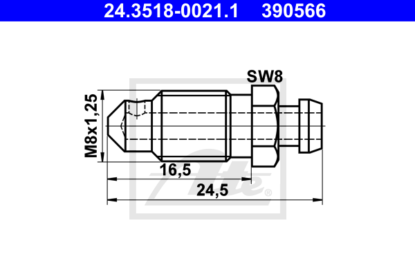 Vis-bouchon, maître-cylindre de frein ATE 24.3518-0021.1 (X1)